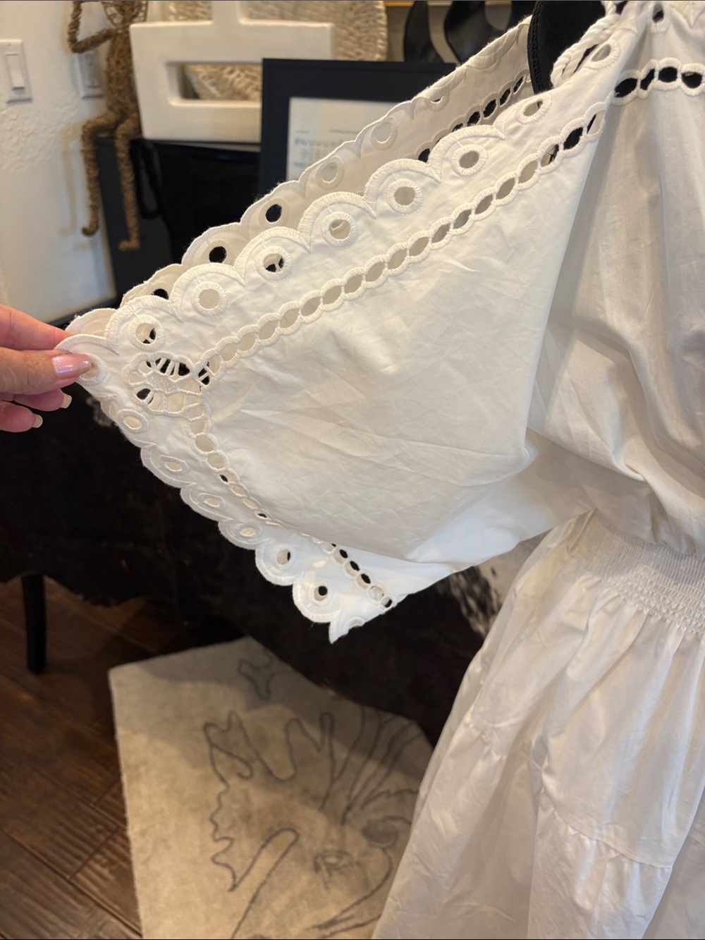 Anthropologie White Eyelet Off-Shoulder Midi Dress - Classic Summer Style - Picture 3 of 9